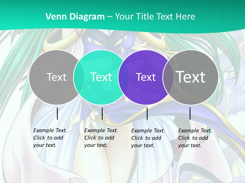 An Anime Character With Long Green Hair And Blue Eyes PowerPoint Template