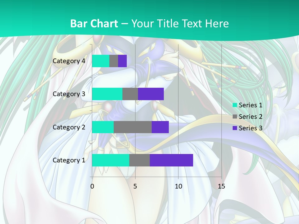 An Anime Character With Long Green Hair And Blue Eyes PowerPoint Template