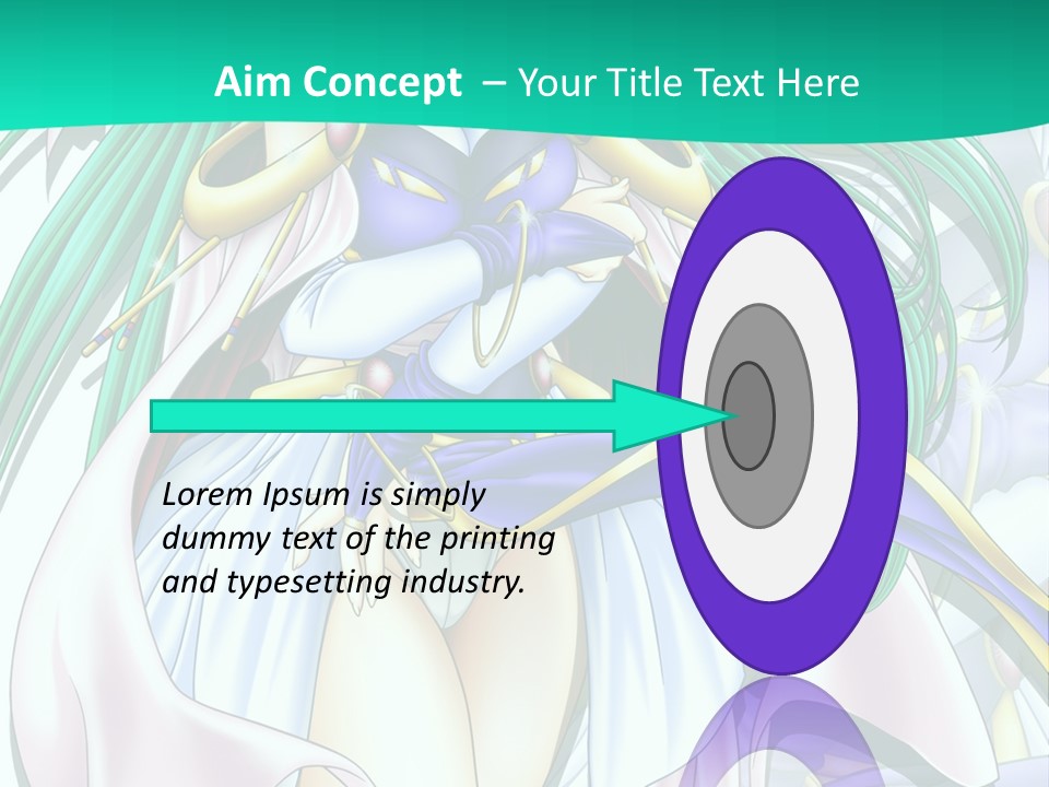 An Anime Character With Long Green Hair And Blue Eyes PowerPoint Template
