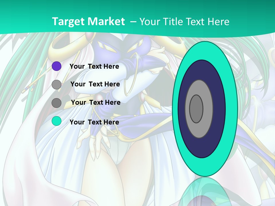 An Anime Character With Long Green Hair And Blue Eyes PowerPoint Template