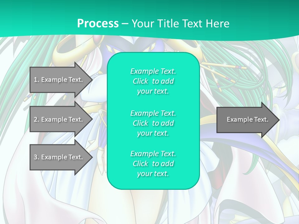 An Anime Character With Long Green Hair And Blue Eyes PowerPoint Template
