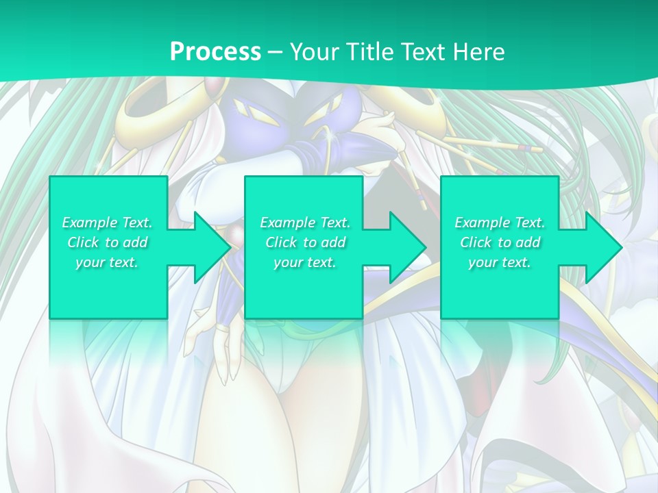 An Anime Character With Long Green Hair And Blue Eyes PowerPoint Template