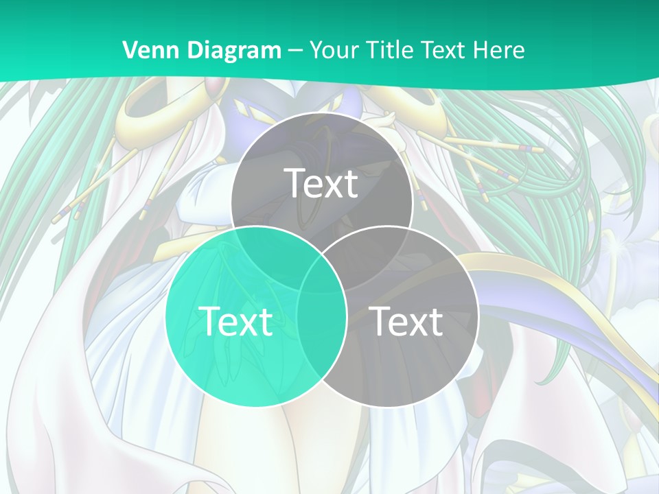 An Anime Character With Long Green Hair And Blue Eyes PowerPoint Template