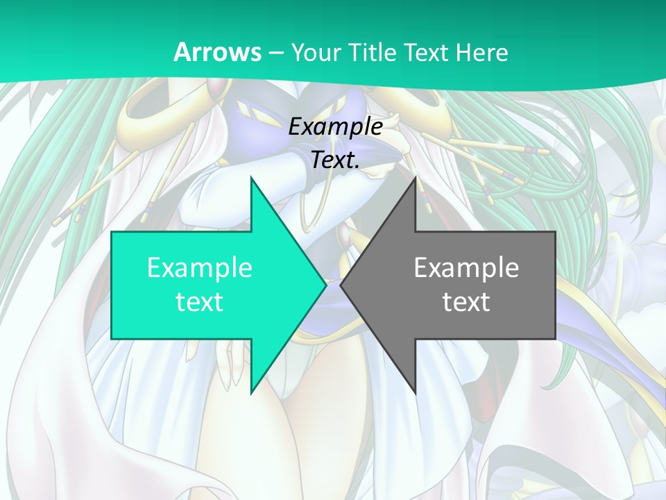 An Anime Character With Long Green Hair And Blue Eyes PowerPoint Template