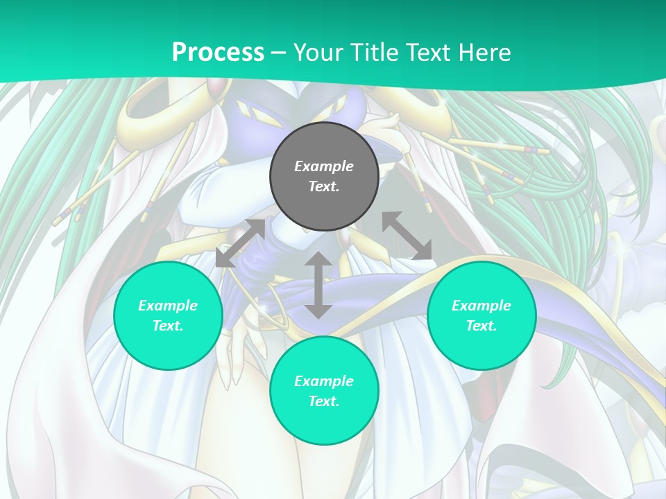 An Anime Character With Long Green Hair And Blue Eyes PowerPoint Template