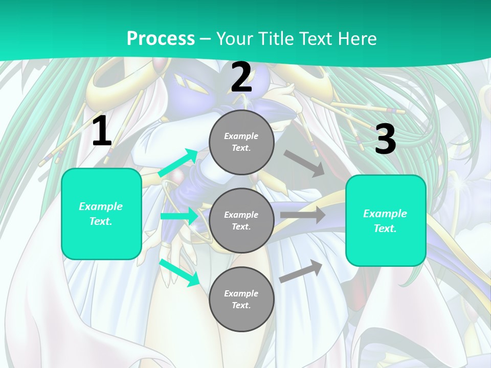 An Anime Character With Long Green Hair And Blue Eyes PowerPoint Template