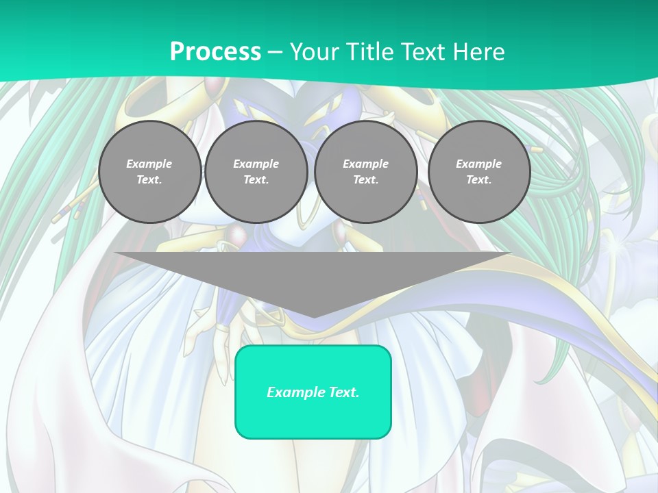 An Anime Character With Long Green Hair And Blue Eyes PowerPoint Template