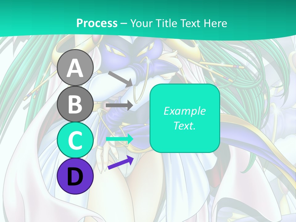 An Anime Character With Long Green Hair And Blue Eyes PowerPoint Template
