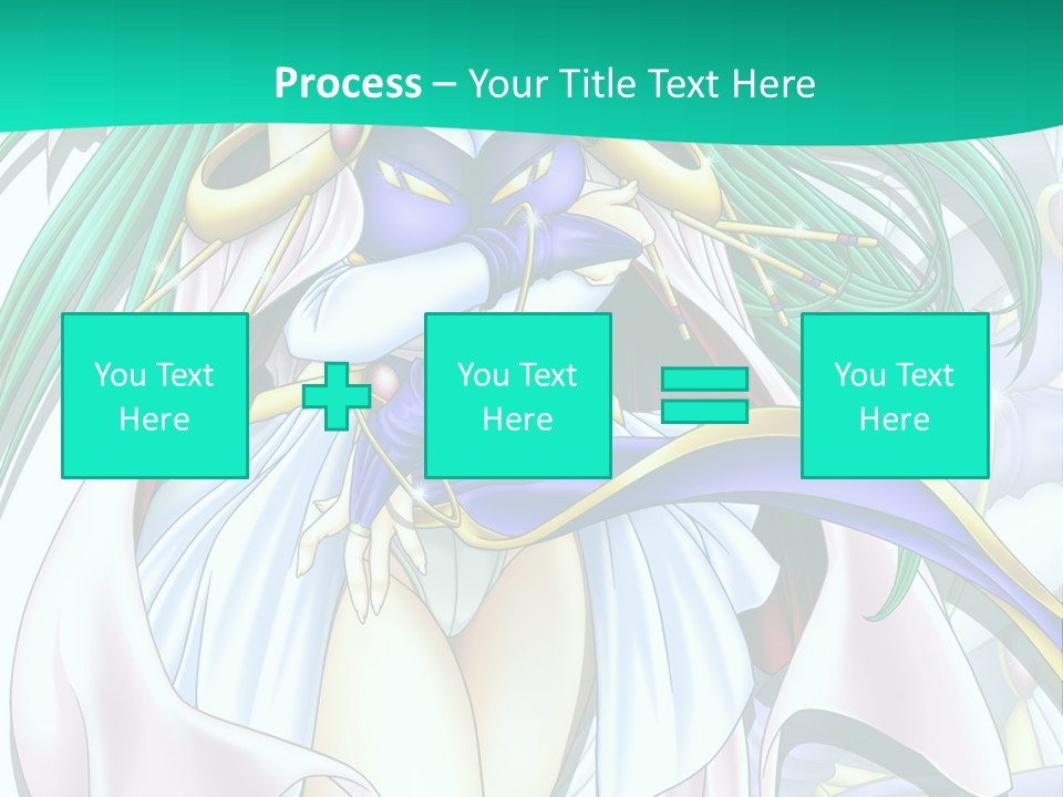 An Anime Character With Long Green Hair And Blue Eyes PowerPoint Template