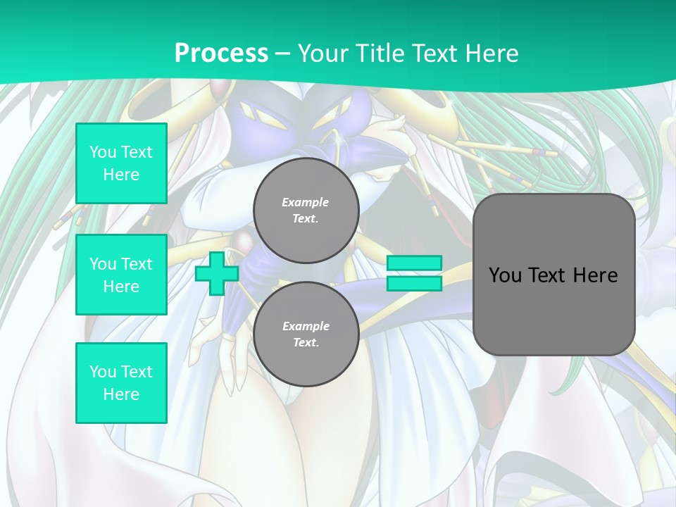 An Anime Character With Long Green Hair And Blue Eyes PowerPoint Template