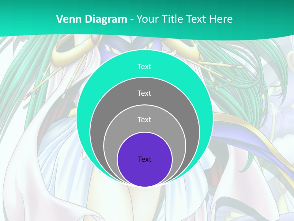 An Anime Character With Long Green Hair And Blue Eyes PowerPoint Template