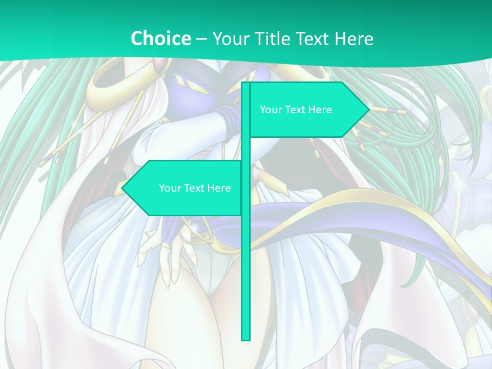An Anime Character With Long Green Hair And Blue Eyes PowerPoint Template