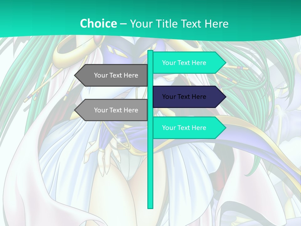 An Anime Character With Long Green Hair And Blue Eyes PowerPoint Template