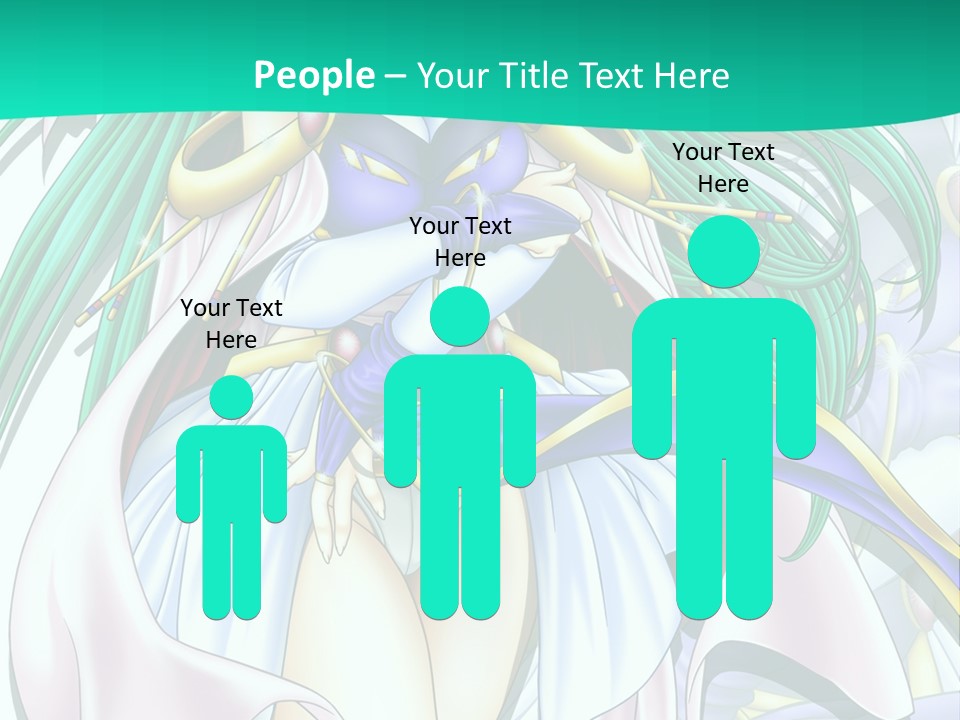 An Anime Character With Long Green Hair And Blue Eyes PowerPoint Template