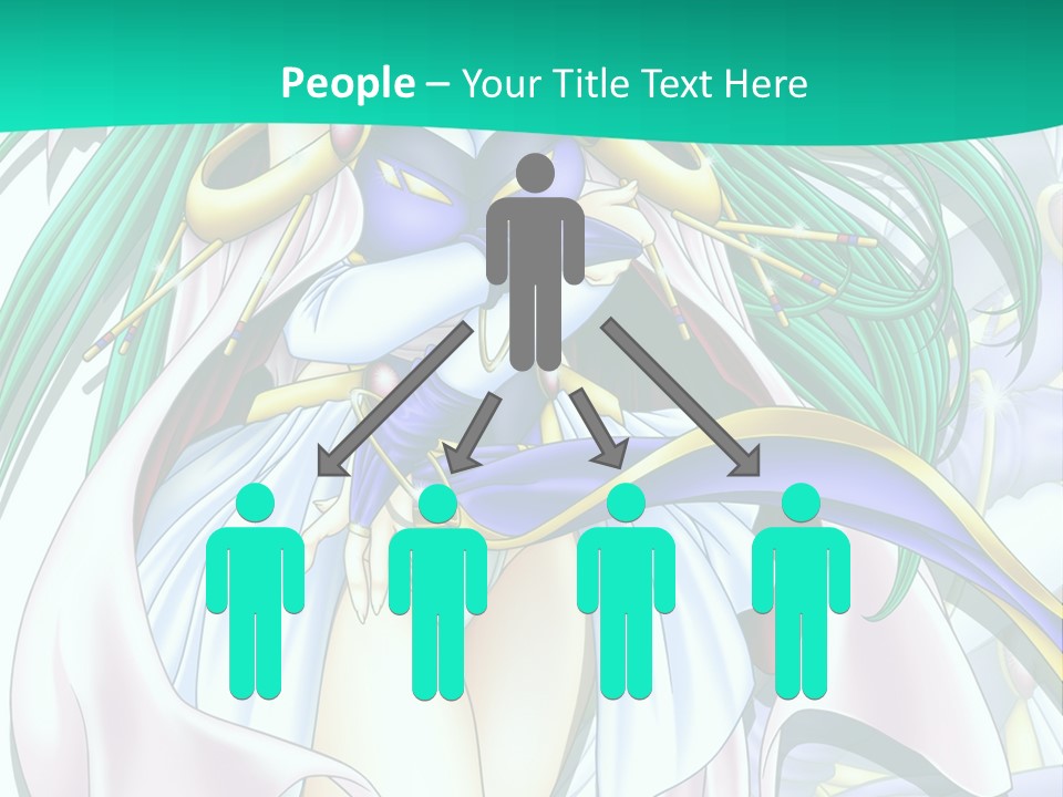An Anime Character With Long Green Hair And Blue Eyes PowerPoint Template