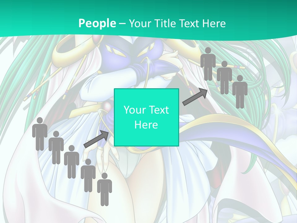 An Anime Character With Long Green Hair And Blue Eyes PowerPoint Template