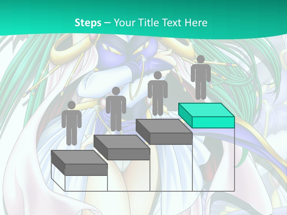 An Anime Character With Long Green Hair And Blue Eyes PowerPoint Template