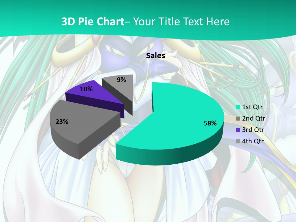 An Anime Character With Long Green Hair And Blue Eyes PowerPoint Template