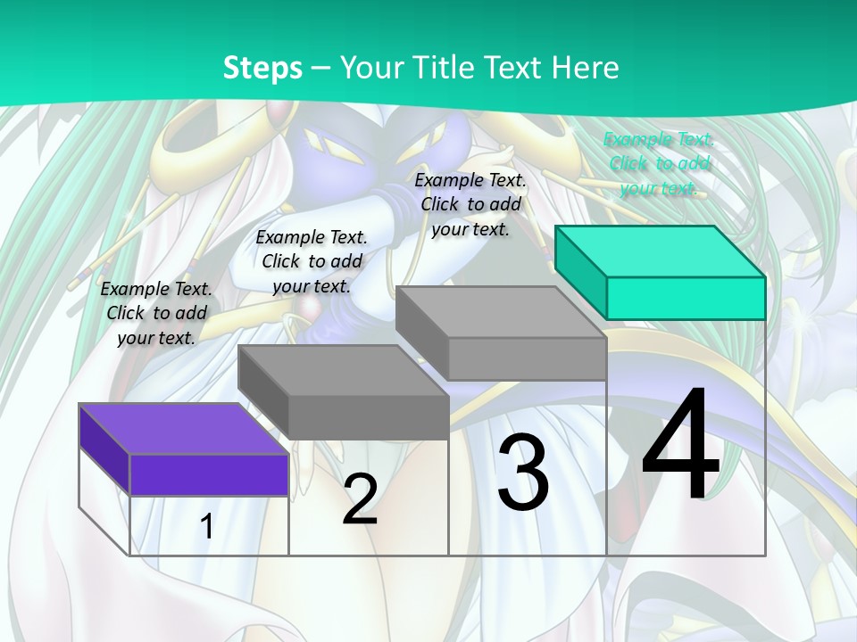 An Anime Character With Long Green Hair And Blue Eyes PowerPoint Template