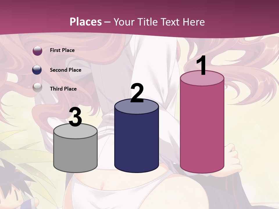 A Woman With Long Pink Hair Sitting On A Bed PowerPoint Template