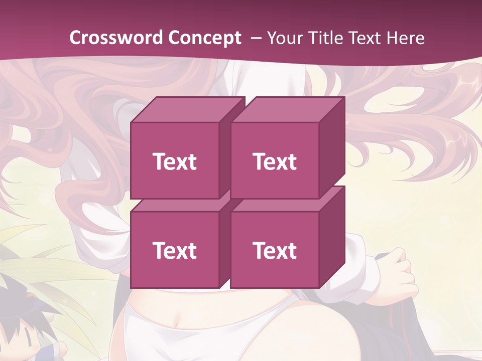 A Woman With Long Pink Hair Sitting On A Bed PowerPoint Template