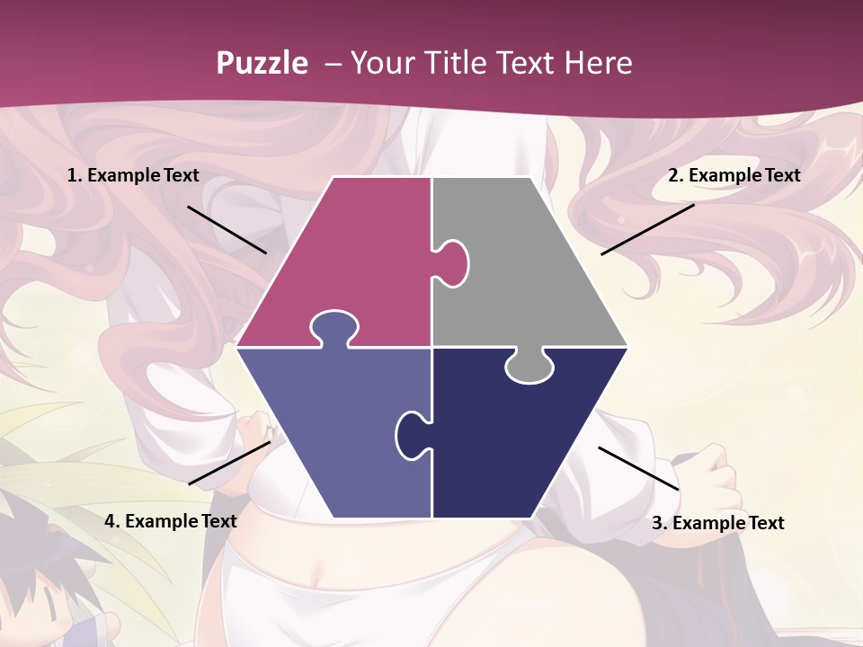 A Woman With Long Pink Hair Sitting On A Bed PowerPoint Template