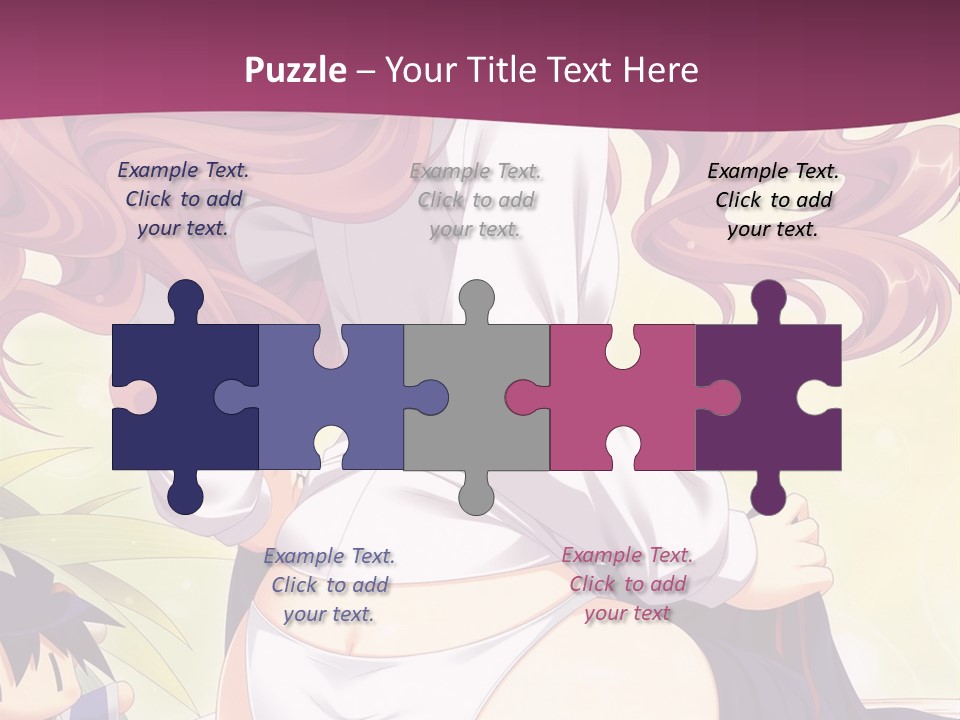 A Woman With Long Pink Hair Sitting On A Bed PowerPoint Template