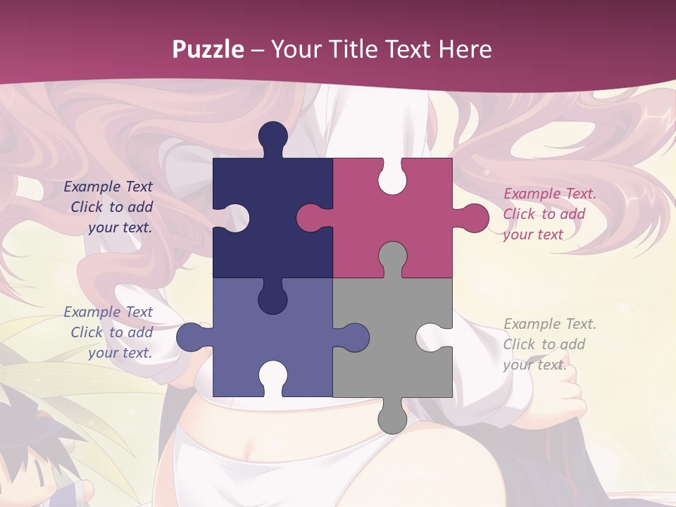 A Woman With Long Pink Hair Sitting On A Bed PowerPoint Template