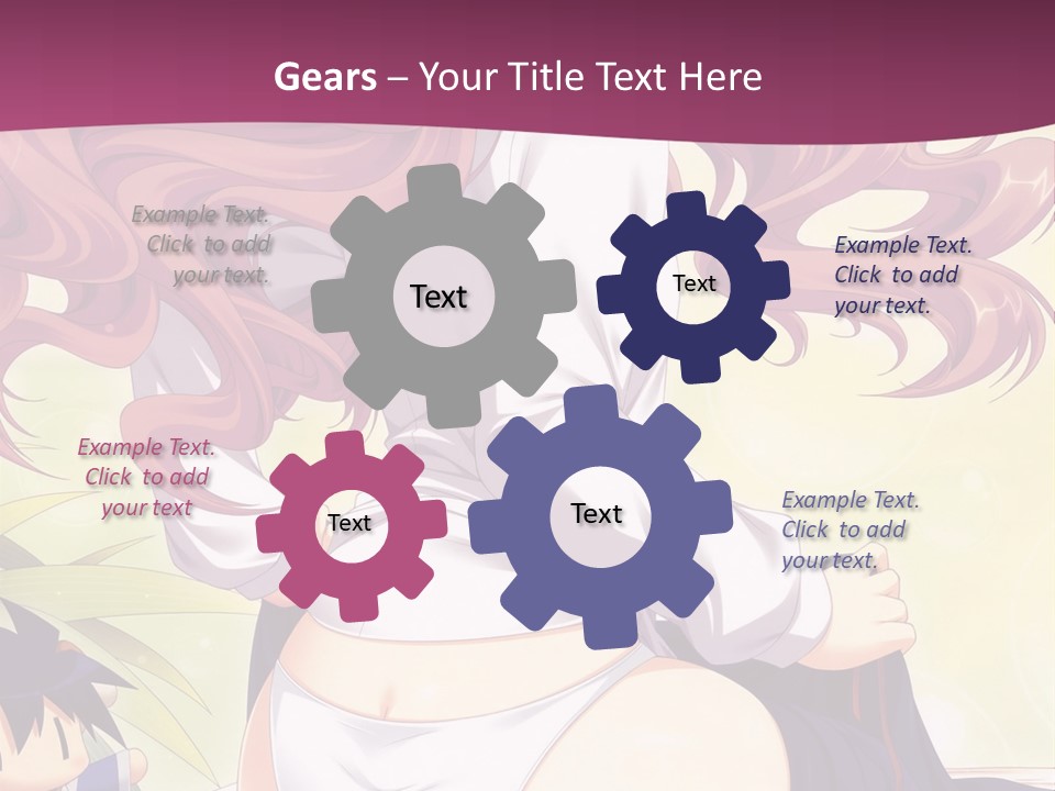 A Woman With Long Pink Hair Sitting On A Bed PowerPoint Template