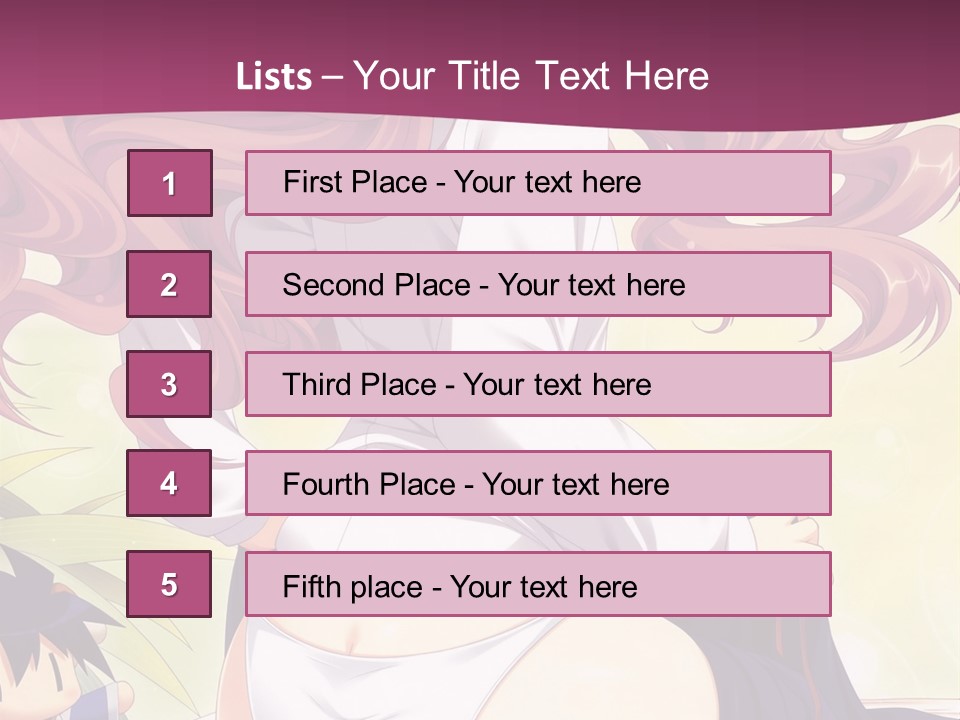 A Woman With Long Pink Hair Sitting On A Bed PowerPoint Template