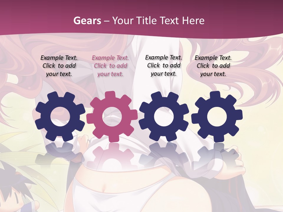 A Woman With Long Pink Hair Sitting On A Bed PowerPoint Template