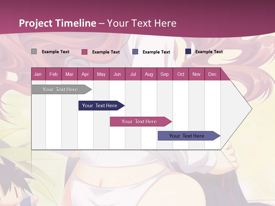 A Woman With Long Pink Hair Sitting On A Bed PowerPoint Template