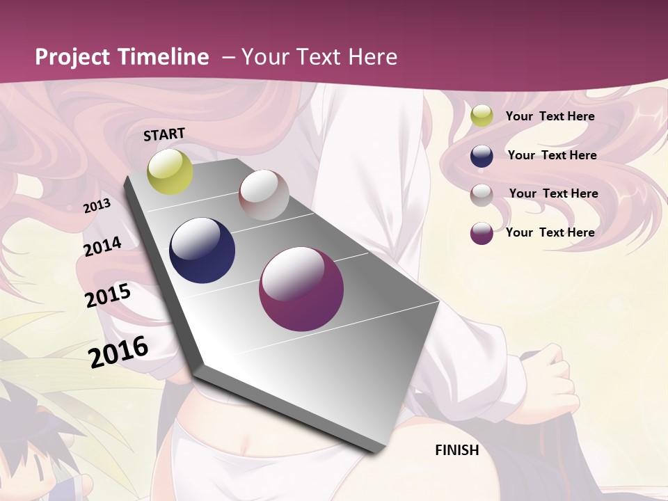 A Woman With Long Pink Hair Sitting On A Bed PowerPoint Template