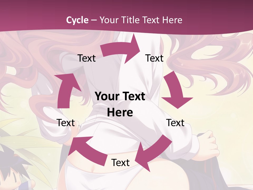 A Woman With Long Pink Hair Sitting On A Bed PowerPoint Template