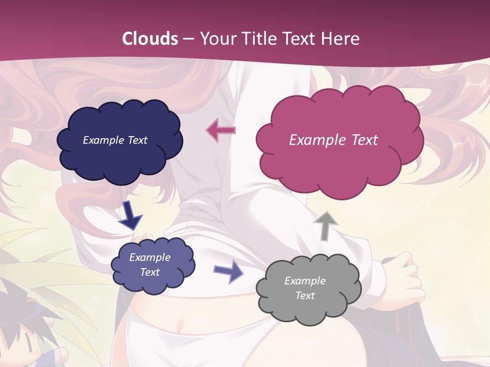 A Woman With Long Pink Hair Sitting On A Bed PowerPoint Template