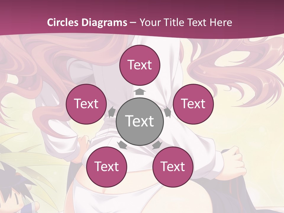 A Woman With Long Pink Hair Sitting On A Bed PowerPoint Template