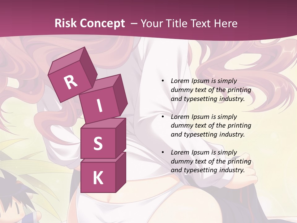 A Woman With Long Pink Hair Sitting On A Bed PowerPoint Template