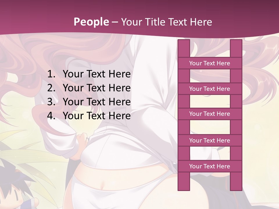 A Woman With Long Pink Hair Sitting On A Bed PowerPoint Template