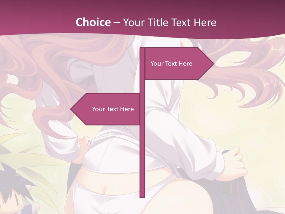 A Woman With Long Pink Hair Sitting On A Bed PowerPoint Template