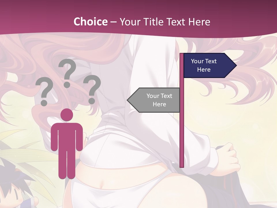 A Woman With Long Pink Hair Sitting On A Bed PowerPoint Template