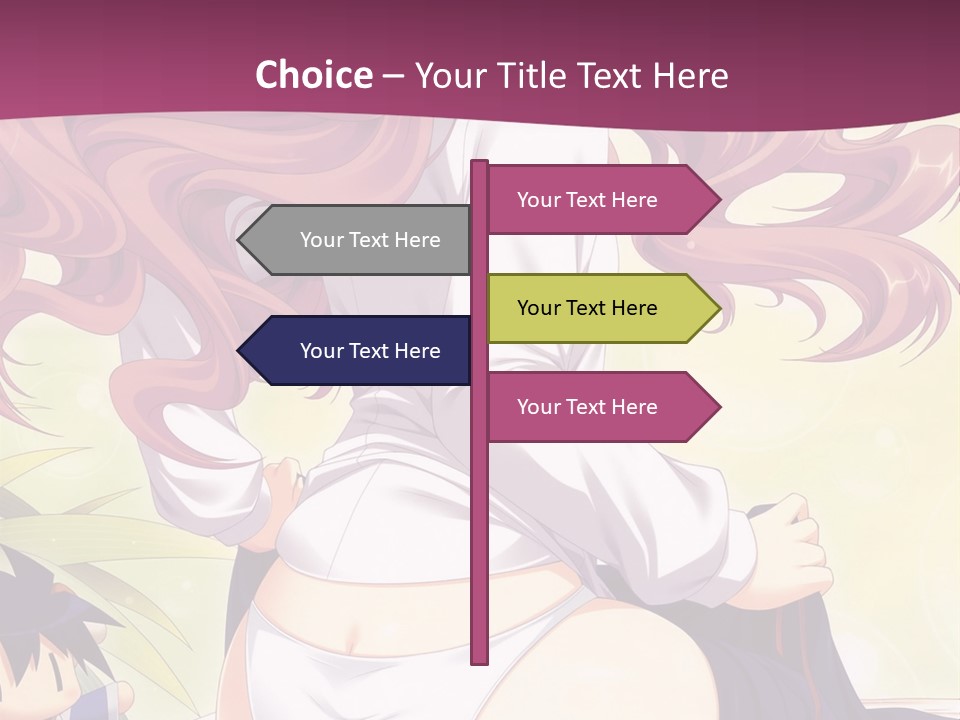 A Woman With Long Pink Hair Sitting On A Bed PowerPoint Template