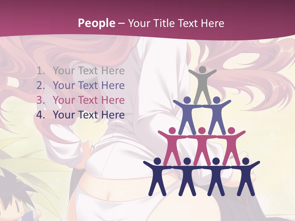 A Woman With Long Pink Hair Sitting On A Bed PowerPoint Template