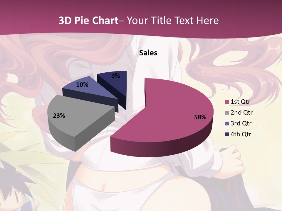 A Woman With Long Pink Hair Sitting On A Bed PowerPoint Template