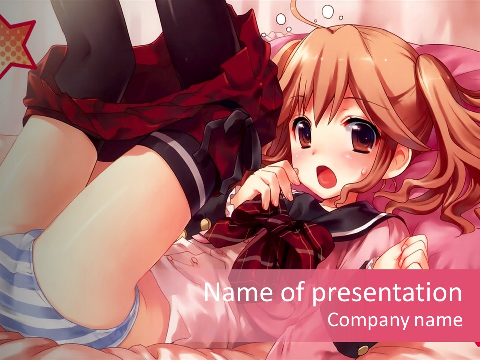 A Girl Laying On A Bed With A Bow In Her Hair PowerPoint Template