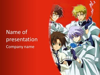 A Group Of Anime Characters Standing Next To Each Other PowerPoint Template