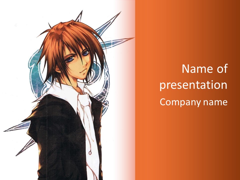 An Anime Character With A Black Jacket And White Shirt PowerPoint Template