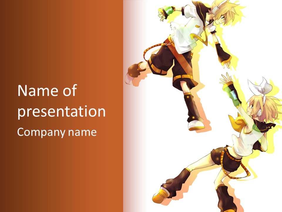 A Group Of Anime Characters With A Brown Background PowerPoint Template