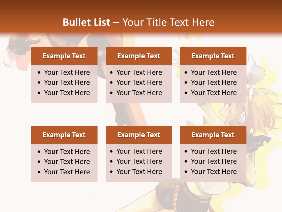 A Group Of Anime Characters With A Brown Background PowerPoint Template