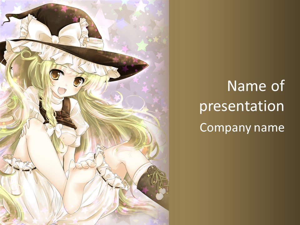 A Woman In A Witches Hat With Stars On The Background PowerPoint Template