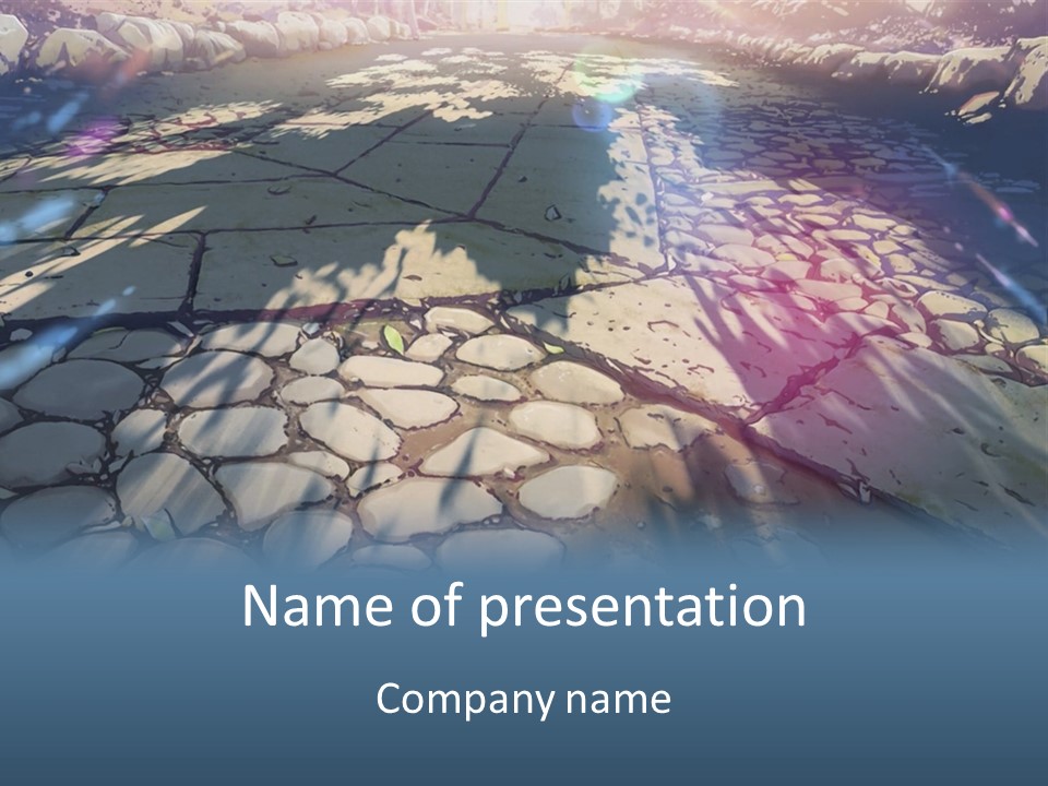 The Sun Shines On A Cobblestone Road Powerpoint Template PowerPoint Template